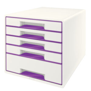LEITZ     Schubladenbox WOW Cube      A4 52142062  weiss/violett, 5 Schubladen