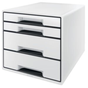 LEITZ     Schubladenbox WOW Cube      A4 52521001  weiss/schwarz, 4 Schubladen