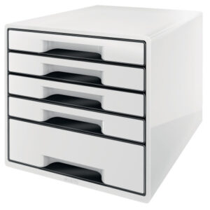 LEITZ     Schubladenbox WOW Cube      A4 52531001  weiss/schwarz, 5 Schubladen