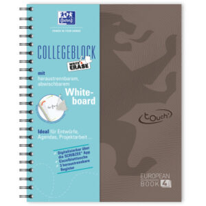 OXFORD    European Book, Whiteboard  A4+ 400132983 kariert, braun       120 Blatt