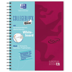 OXFORD    European Book, Whiteboard  A4+ 400132984 kariert, beere       120 Blatt