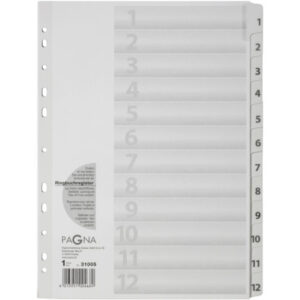 PAGNA     Register Karton weiss       A4 31005-08  12-teilig, 1-12