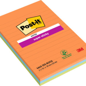 POST-IT   Block Super Sticky   101x152mm 46453SSBO 3 farbig    liniert 3x45 Blatt