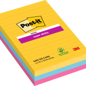 POST-IT   SuperSticky Carnival 152x101mm 46903SSCA 3-farbig, liniert   3x90 Blatt