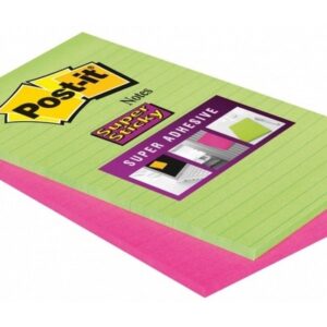 POST-IT   Block Super Sticky   125x200mm 5845-SSEU grün/pink, 2x45 Blatt, liniert