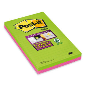 POST-IT   Block Super Sticky   203x127mm 5845-SSUC grün/pink,4x45 Blatt,liniert
