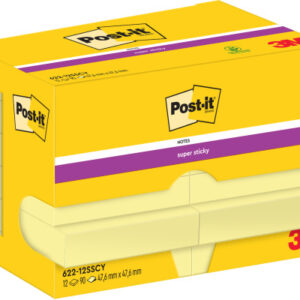 POST-IT   Super Sticky Notes 47.6x47.6mm 62212SSCY Gelb               12x90 Blatt