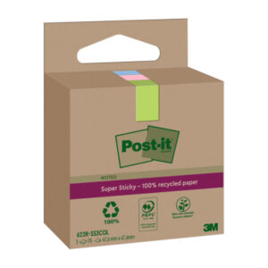 POST-IT   SuperSticky Notes  47.6x47.6mm 622 RSS3  Recycling,assort.   3x70 Blatt