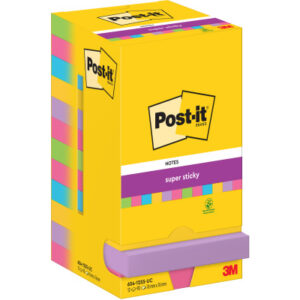 POST-IT   Super Sticky Notes     76x76mm 65412SSUC 5-farbig           12x90 Blatt