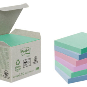POST-IT   Haftnotizen Recycling  76x76mm 654-1GB   rainbow            6x100 Blatt