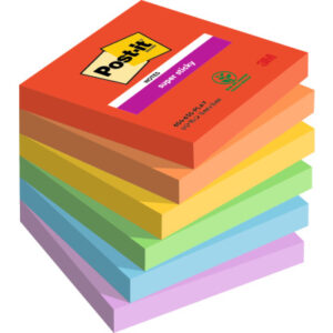 POST-IT   Super Sticky Playful   76x76mm 654-6SS-P 6-farbig ass./6x90 Blatt