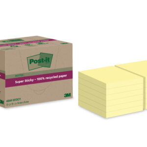 POST-IT   SuperSticky Notes      76x76mm 654 RSS12 Recycling,gelb     12x70 Blatt