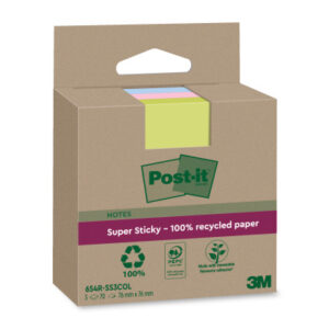 POST-IT   SuperSticky Notes      76x76mm 654 RSS3  Recycling,assort.   3x70 Blatt
