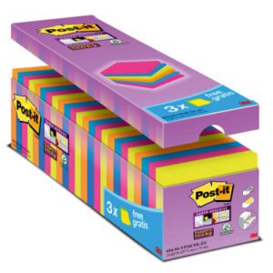 POST-IT   Super Sticky Notes     76x76mm 654SSVPE  24 Farben        24 x 90 Blatt