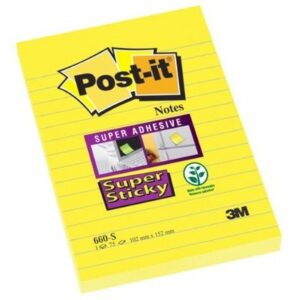 POST-IT   Block Super Sticky   102x152mm 660-S     gelb/90 Blatt, liniert