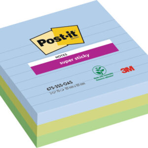 POST-IT   Super Sticky Oasis   101x101mm 675-3SSOA 3-farbig ass. 3x70Bl. liniert