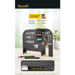 SECURIT   Kreidetafel ELEPHANT T3D-ELEPH schwarz       14.3x19.8x10.1cm