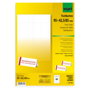 SIGEL     Tischkarten            94x42mm DP046     weiss, 185g           80 Stück
