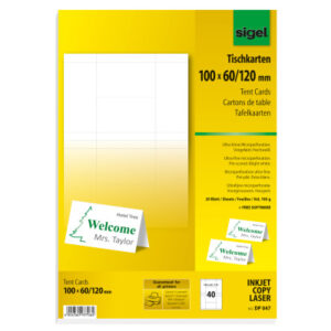 SIGEL     Tischkarten           100x60mm DP047     weiss, 185g           40 Stück