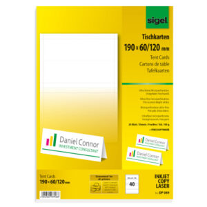 SIGEL     Tischkarten           190x60mm DP049     weiss, 185g           40 Stück