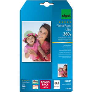 SIGEL     InkJet Fotopapier      10x15cm IP606     260g,glossy, weiss    24 Blatt