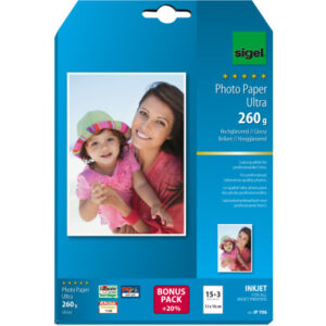 SIGEL     InkJet Fotopapier      13x18cm IP706     260g,glossy, weiss    18 Blatt