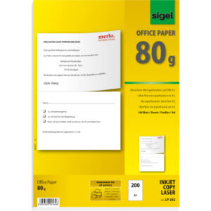 SIGEL     Spezialpapier A4 LP202     weiss, 200 Stk.A5 / 100 Bl.