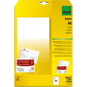 SIGEL     Postkarten                  A6 LP711     weiss, 185g           80 Stück