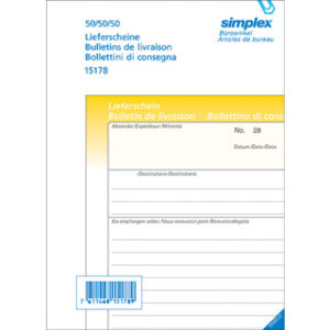 SIMPLEX   Lieferscheine D/F/I         A5 15177     gelb/weiss          50x2 Blatt
