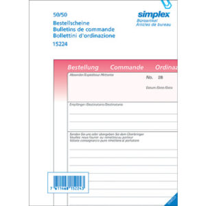 SIMPLEX   Bestellscheine D/F/I        A5 15211     rosa/weiss         100x2 Blatt