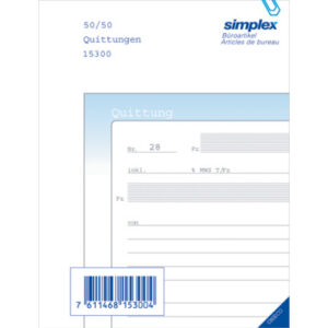 SIMPLEX   Quittungen D                A6 15300D    blau/weiss          50x2 Blatt