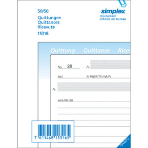 SIMPLEX   Quittungen D/F/I            A6 15317     blau/weiss          50x2 Blatt