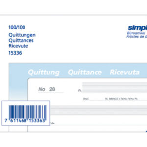 SIMPLEX   Quittungen D/F/I            A6 15336     blau/weiss         100x2 Blatt
