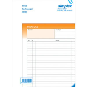 SIMPLEX   Rechnungen D                A5 15400D    orange/weiss        50x3 Blatt
