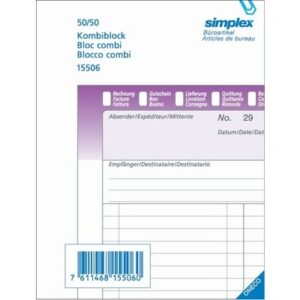 SIMPLEX   Kombiblock D/F/I            A6 15506     Durchschreibepapier 50x2 Blatt