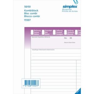 SIMPLEX   Kombiblock D/F/I            A5 15507     Durchschreibepapier 50x2 Blatt