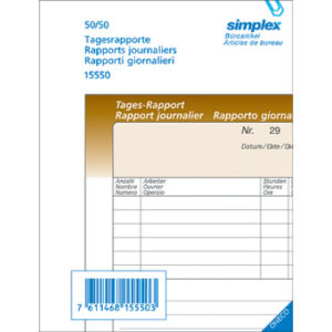 SIMPLEX   Tages-Rapporte D/F/I        A6 15550     braun/weiss         50x2 Blatt