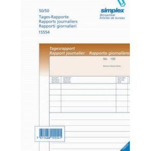 SIMPLEX   Tages-Rapporte D/F/I        A5 15554     Durchschreibepapier 50x2 Blatt