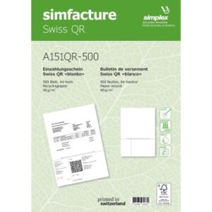 SIMPLEX   Simfacture Swiss QR Recycl. A4 A151QR-50 universal, 90g       500 Blatt
