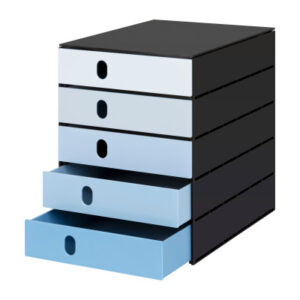 STYRO     Systembox styroval  24x33x32cm 14-8000.9 blau/schwarz 5 Schubladen