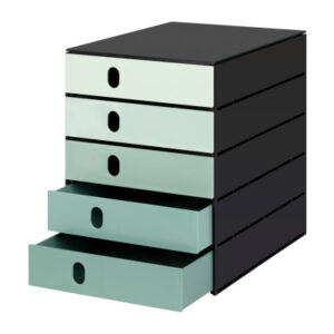 STYRO     Systembox styroval  24x33x32cm 14-8000.9 grün/schwarz 5 Schubladen