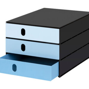 STYRO     Systembox styroval  24x33x20cm 14-8050.9 blau/schwarz 3 Schubladen