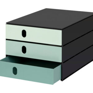 STYRO     Systembox styroval  24x33x20cm 14-8050.9 grün/schwarz 3 Schubladen