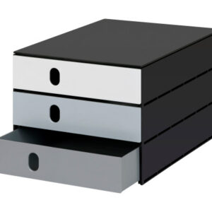 STYRO     Systembox styroval  24x33x20cm 14-8050.9 grau/schwarz 3 Schubladen