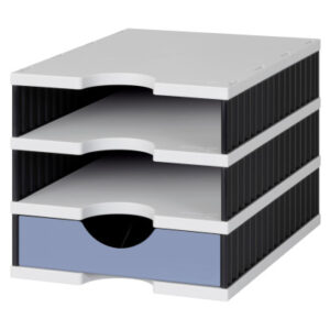 STYRO     Ablagesystem styrodoc 268-0103. bk/grau,3 Fächer 248x331x225mm
