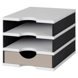 STYRO     Ablagesystem styrodoc 268-0103. bk/grau,3 Fächer 248x331x225mm