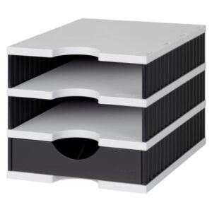 STYRO     Ablagesystem styrodoc 268-0103. bk/grau,3 Fächer 248x331x225mm