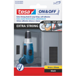 TESA      Klettstreifen On&Off    5x10cm 552280000 schwarz                2 Stück