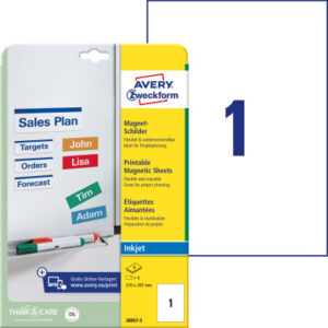 AVERY ZW. Magnet-Schilder      210x297mm J8867-5   Inkjet            5 Stk./5 Bl.