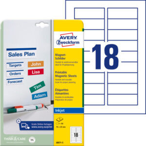 AVERY ZW. Magnet-Schilder        78x28mm J8871-5   Inkjet           90 Stk./5 Bl.